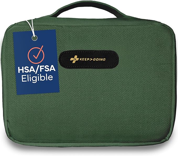 KeepGoing Large Home First Aid Kit for Kids – 270 Pc. for Car, Home, Dorm, & Boat with Latex-Free Bandages – 10 x 7 x 3.5 in. Travel First Aid Kit (Hunter Green)