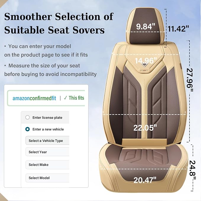 Coverado Seat Covers, Car Seat Covers Front Seats, Leather Seat Covers for Cars, Automotive Seat Covers Car Seat Protector Car Seat Cushion Universal Fit for Most Sedan SUV Pick-up Truck(Beige&Coffee)