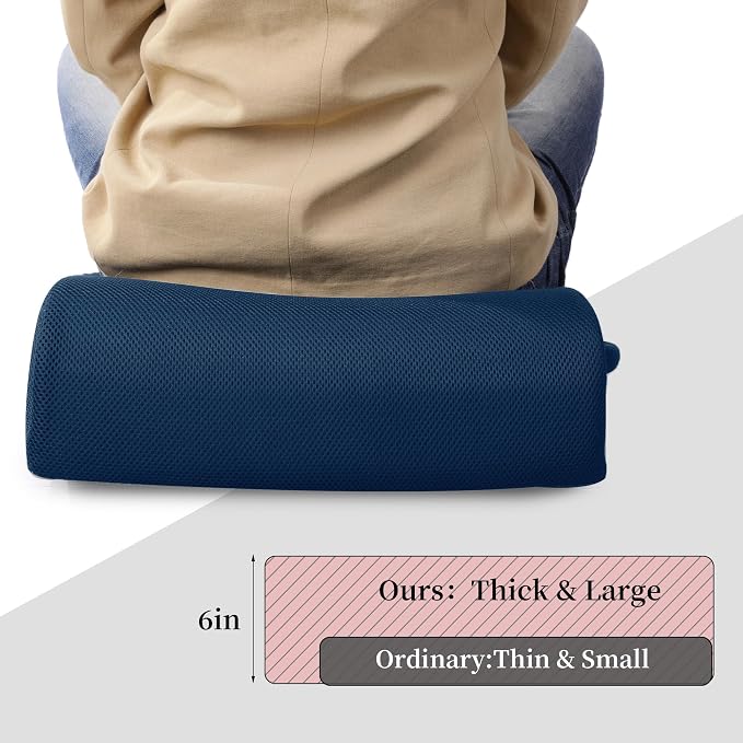 MABOZOO Extra Thick Chair Cushions, Office Chair Booster Seat Cushion to Raise Seat Height for Pain Relief,18 x 16 x 6 inch Non Slip Memory Foam Thick Cushion with Carry Handle(Navy Blue)