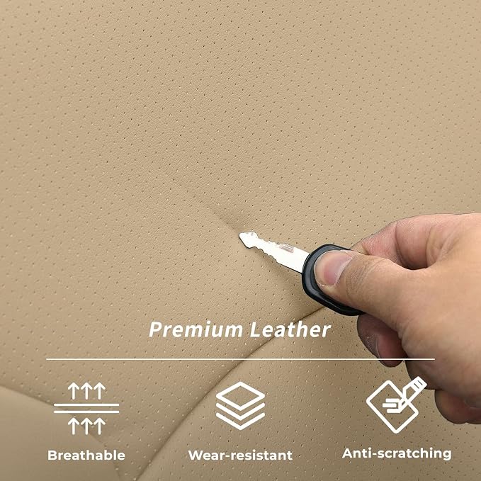 coverdream Sienna Car Seat Covers Custom Fit for 2011-2020 Toyota Sienna LE,XLE,Limited,L,XLE Premium,Limited Premium,7-Seater,Waterproof Leather Auto Seat Protector(Full Set,Beige)