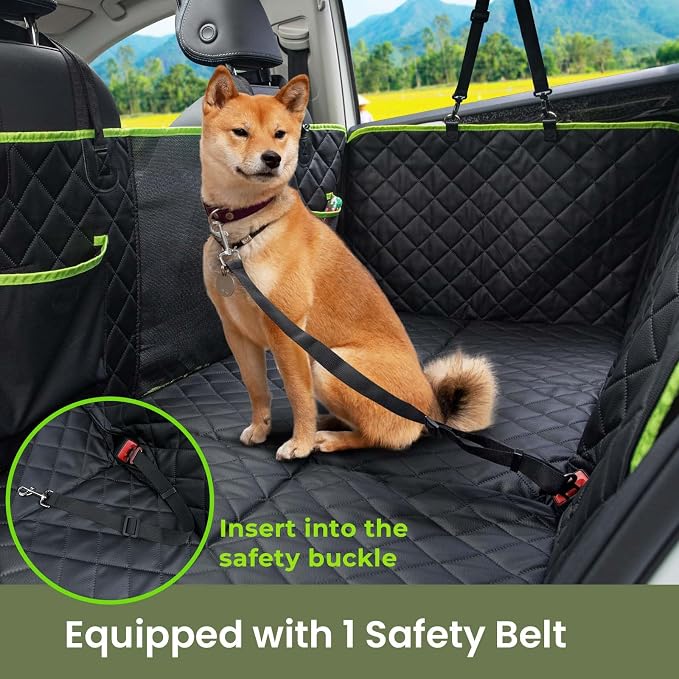 Dog Car Seat Cover for Back Seat, Waterproof Leather Fabric Back Seat Extender for dogs 52.4 * 24.4in, Foldable in The Car, Hard PVC Panels Bottom Support to 330 lbs, for Cars/Mid-Size SUV/Small Truck