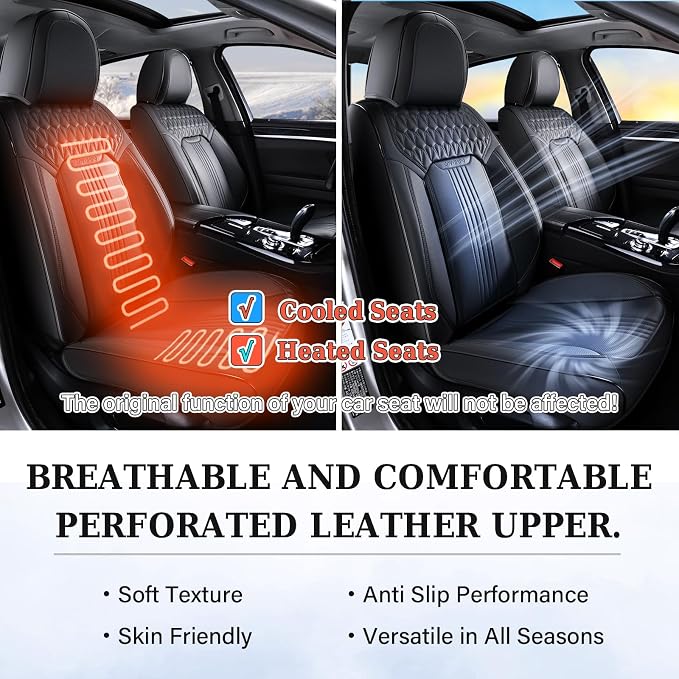 Coverado Seat Covers, Car Seat Covers Front Seats, Black Seat Cover, Waterproof Car Seat Cushion, Front Car Seat Covers Leatherette Car Seat Protector Universal Fit Most Cars
