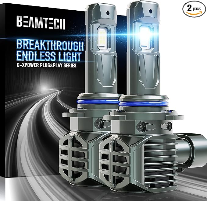 BEAMTECH 9012 Bulbs, G-XPower Chips 500% Brighter Fog Light, Pack of 2 | 6500K White Light Plug and Play