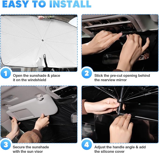 KUST Ice Crystal Sun Shade Umbrella for 2018-2026 Chevrolet Chevy Traverse | Custom Fit Windshield Sunshade | Foldable Sunshade with Bendable Handle | Blocks Heat & UV Scratch Resistant Keep Car Cool
