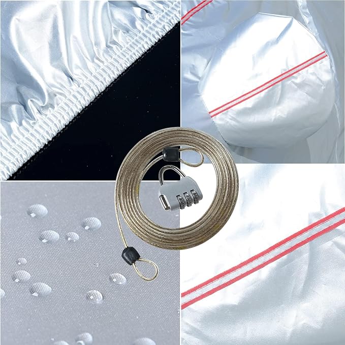 Tecoom Hard Shell Oxford Material Door Shape Zipper Design Waterproof UV-Proof Windproof Car Cover for All Weather Indoor Outdoor Fit 160-172 Inches Hatchback