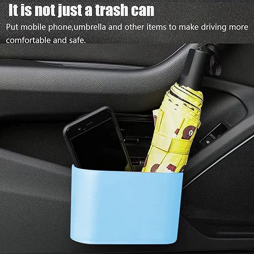 Car Trash Can, Mini Car Bin with Lid 2 Trash Bag Blue, Cute Car Accessories for Storage and Organization,Small Trash Can for car,Bedroom and Office