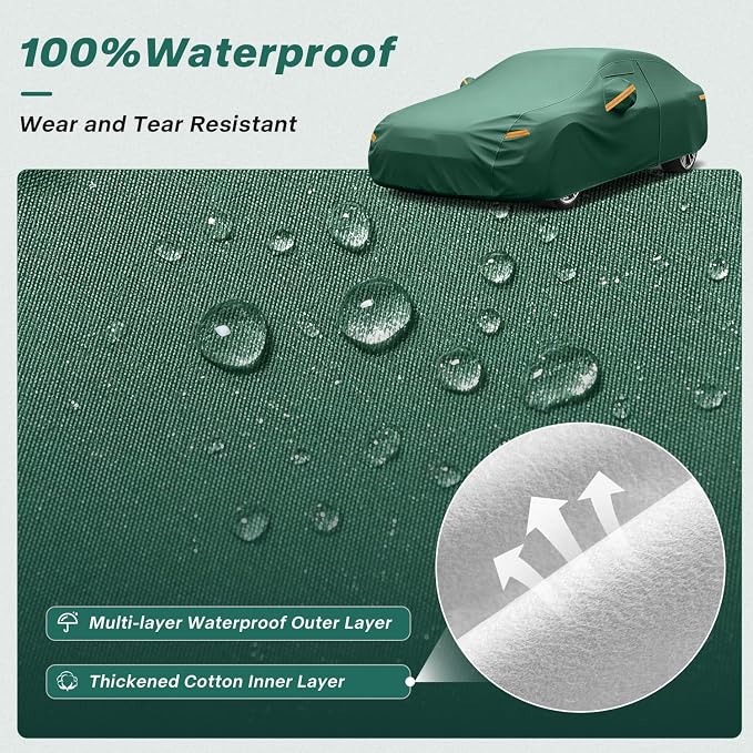 GUNHYI SUV Car Cover Waterproof All Weather, 16-Layer Heavy Duty Full Exterior Cover with Vents, Driver Door Zipper & Towel, Summer Sun/UV/Rain Protection, Fit BMW X3, Honda CRV, Nissan Rogue etc.