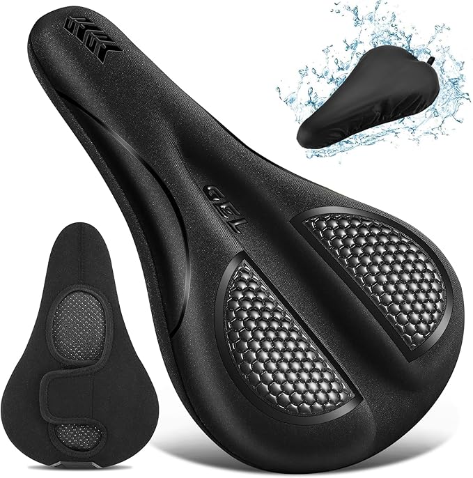 Bike Seat Cushion Gel Padded Bike Seat Cover Extra Soft Comfy for Men Women Comfort,with Peloton Stationary, Exercise, Mountain Bikes, Road & Electric