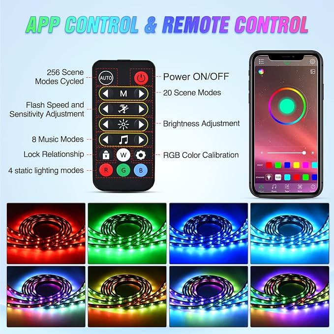 Nilight Truck Bed Light Strip RGB-IC LED Bar for Pickup Multi Dream Color DIY Music Synchronous with APP and RF Remote Control 3PCS 60 inch Cargo Lighting