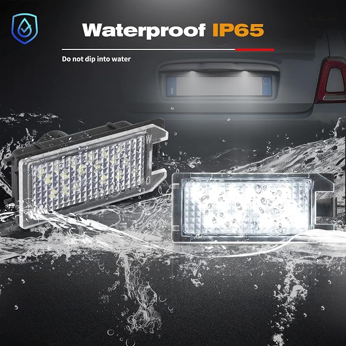 POPMOTORZ LED License Plate Lights Rear Tag Lamps Assembly for Jeep Grand Cherokee 2014 2015 2016 2017 2018 2019 2020,Fiat 500 2013-2019 Super Bright 6500K White Rear Tag Number Plate Light 2pcs