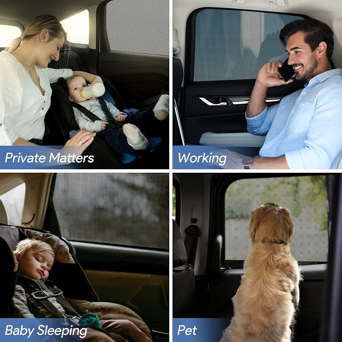 Car Window Shades,for Baby/Camping UV-Protection 2PCS XL 63''x28'' | Car Sun Shades for Side Windows with Breathable Mesh,for Back Covers Car, Truck, Suv, Car Camping Essentials,Black