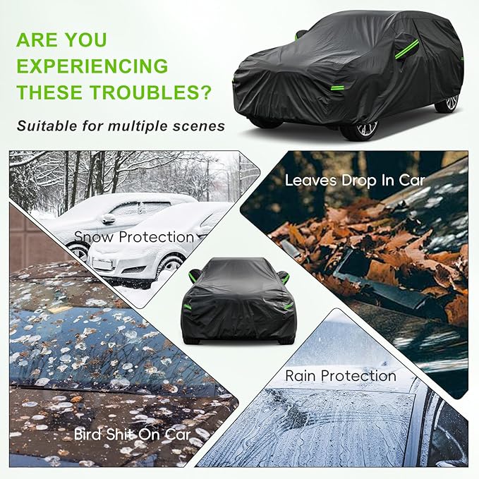 KouKou Car Cover Waterproof All Weather, 7 Layers Outdoor Car Covers for Automobiles, Universal Fit for BMW 5 Series 535i 530i 528i, Lincoln MKZ, Dodge Charger, ect. (Length 193-208 inch)