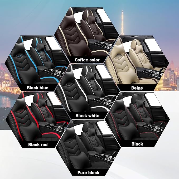 CTDS Car Seat Covers for Honda Civic 2000-2026, Stylish Sport Seat Cover, Premium Nappa Leather Car Seat Cover. Automobile Seat Covers Sets.(Luxury 2 Seats/Black Red)