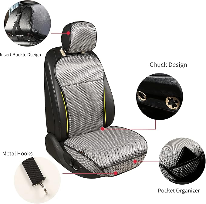 Auto Newer Luxury Breathable Car Seat Cover Fit Four Seasons, Universal Front of Car Seat Cushions, Bottom Seat Covers of Full Wrapped Edge,Universal Fit for 95% Cars,SUV,Pickup,Van(Grey,1PCS)