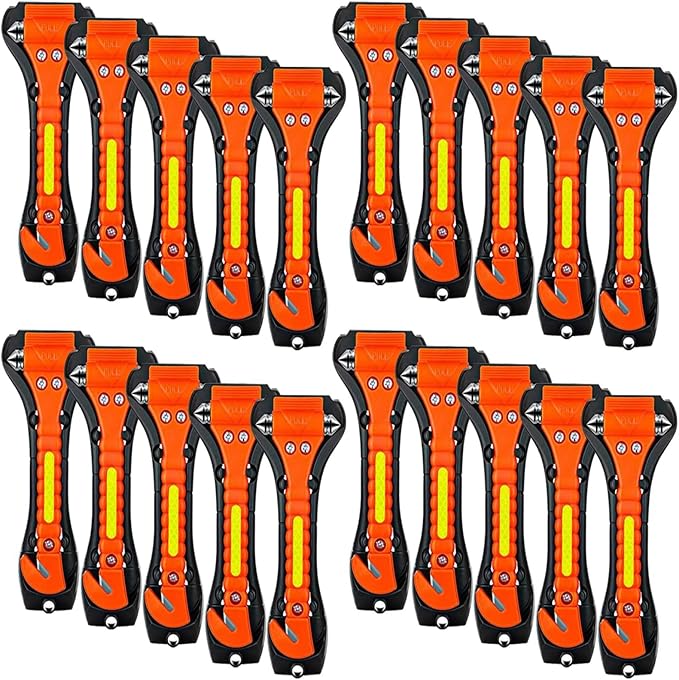 20 Pack Car Safety Hammer, 2 in 1 Car Escape Tool Seatbelt Cutter and Car Window Glass Hammer Breaker for Home Rescue and Car Emergency Escape Tools