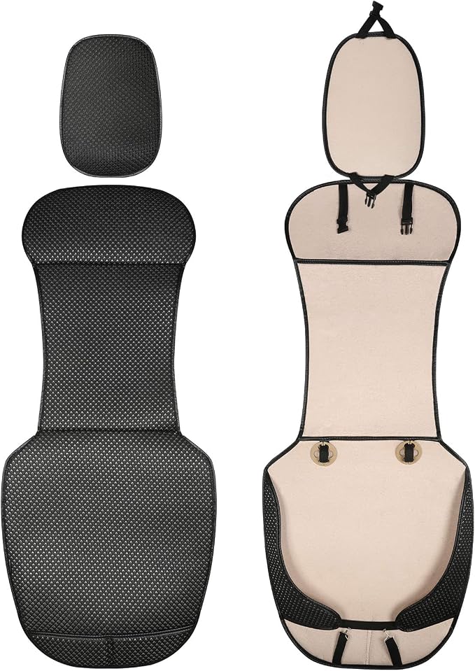 Auto Newer Luxury Breathable Car Seat Cover Fit Four Seasons, Universal Front of Car Seat Cushions, Bottom Seat Covers of Full Wrapped Edge,Universal Fit for 95% Cars,SUV(Black+Grey,2PCS)