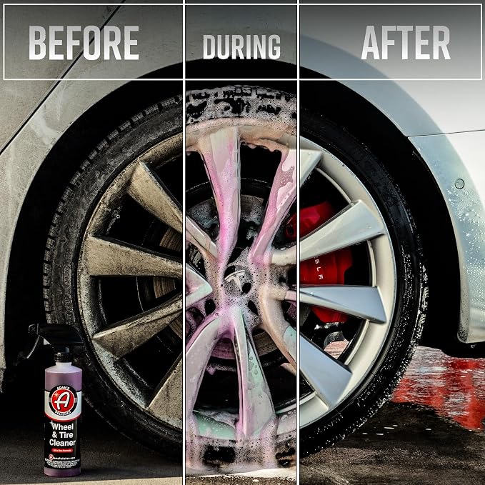 Adam's Polishes Wheel & Tire Cleaner (16oz, Pack of 2) - Professional All in One Tire & Wheel Cleaner Car Wash Well Cleaning Spray for Car Detailing, Safe On Most Rim Finishes