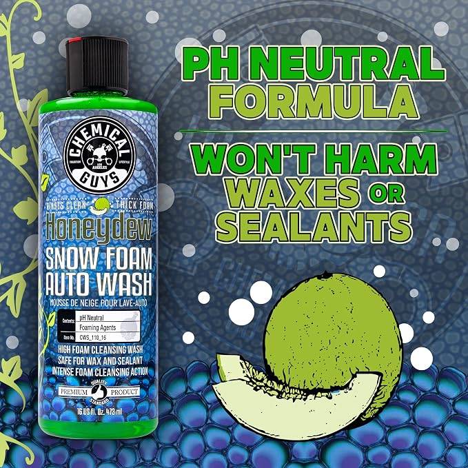 Chemical Guys, Honeydew Snow Foam Car Wash Soap for Foam Cannons, 64 oz | High-foaming pH-balanced suds for cannons, guns or buckets, gentle on wax and coatings, fresh honeydew scent