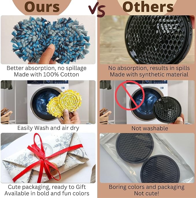 Cotton Car Coasters 2pc Car Cup Coasters Cute car Accessories for Women car Coaster for Cup Holders (Blue Lagoon)