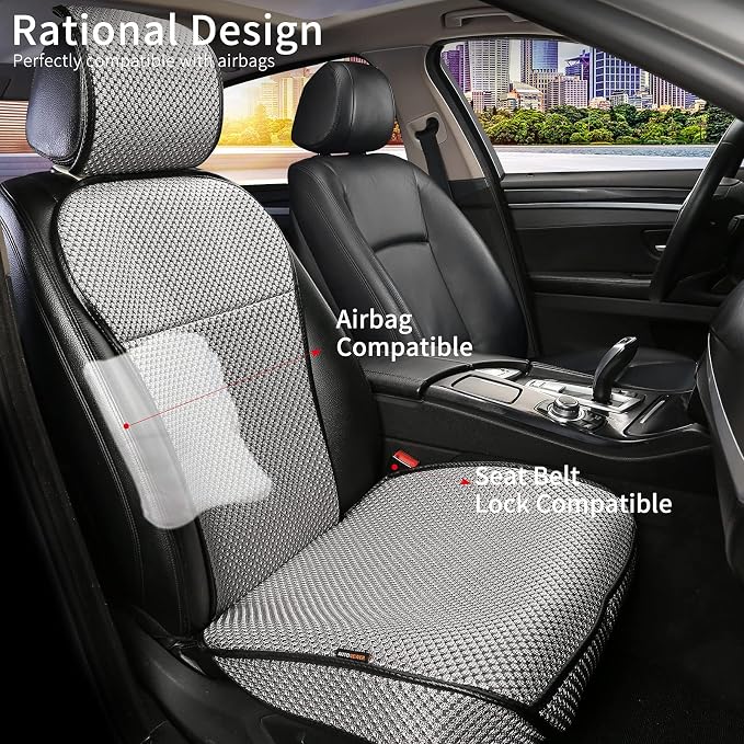 Auto Newer Luxury Breathable Car Seat Cover Fit Four Seasons, Universal Front of Car Seat Cushions, Bottom Seat Covers of Full Wrapped Edge,Universal Fit for 95% Cars,SUV,Pickup,Van(Grey,1PCS)