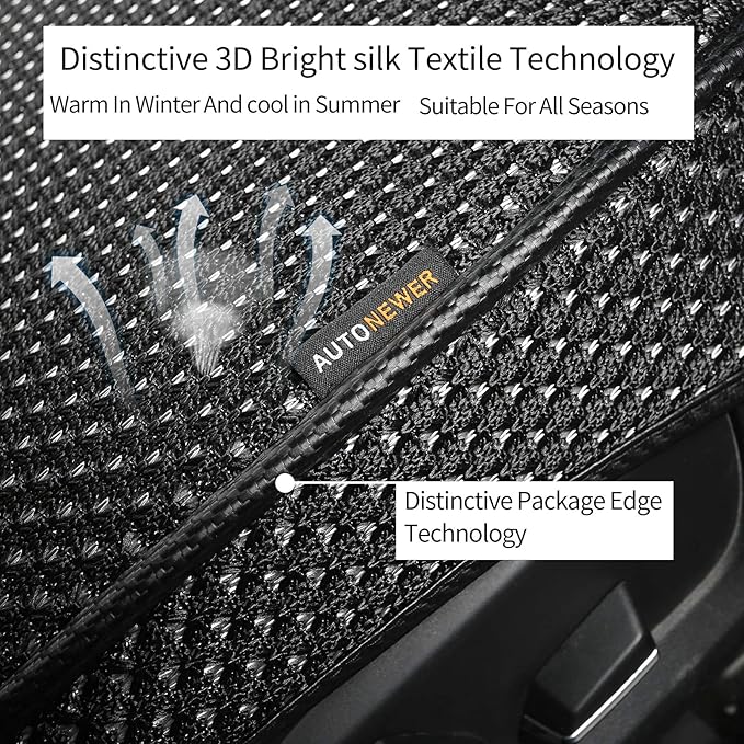 Auto Newer Luxury Breathable Car Seat Cover Fit Four Seasons, Universal Front of Car Seat Cushions, Bottom Seat Covers of Full Wrapped Edge,Universal Fit for 95% Cars,SUV,Pickup(Black,1PCS)