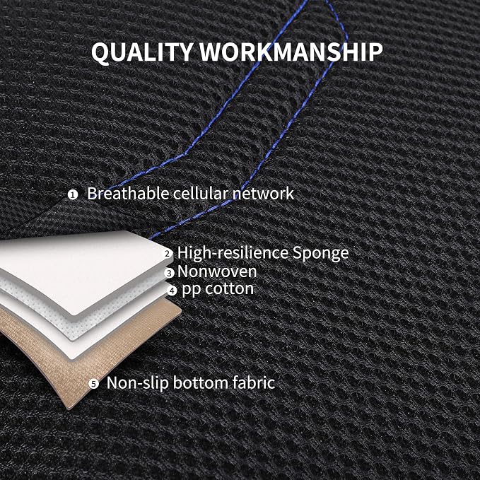 HChengkikz Front Car Seat Cover, Breathable and Sporty (Black + Blue) | Leather, Universal Fit for Most SUVs, Cars, Sedans, Trucks, Airbag Compatible, Easy to Install