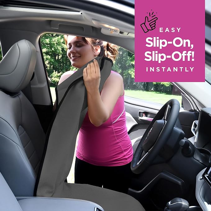 lebogner Car Seat Towel Cover for Post Gym Workout, Running and Swimming, 2 Pack Universal Fit Anti-Slip Waterproof Sweating Bucket Seat Protector for Cars, SUVs and Trucks, Grey