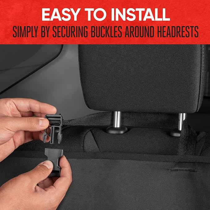 Motor Trend SpillGuard Waterproof Rear Split Bench Seat Covers for Trucks Rear Seat Cover Only - Black Car Seat Covers, Back Seat Covers Only - Durable Neoprene Spill Resistant for Kids & Dogs