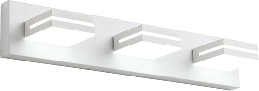 SineRise LED Modern Bathroom Vanity Light Fixtures (3-Light, 24-Inch, Dimmable), Matte White Modern Acrylic Bathroom Wall Lighting Fixtures Over Mirror (Cool White 6000K)