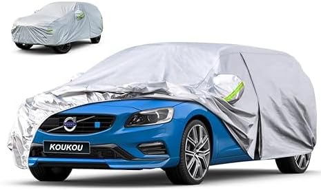 KouKou Station Wagon Car Cover Waterproof All Weather for Automobiles, Full Exterior Cover Outdoor Universal Fit for Audi A4 Avant, A4 Allroad, Volvo V60, etc., Fit Touring Vehicle (178 to 190 inch)