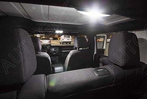 AUTOGINE 6 Piece CANBUS LED Interior Light Kit for Jeep Wrangler JK 4-Door 2007 2008 2009 2010 2011 2012 2013 2014 2015 2016 2017 2018 Super Bright 6000K White LED Bulbs Package + Install Tool