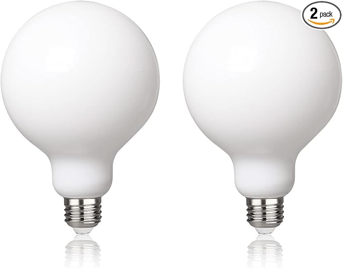 2 Pack G30(G95) Globe LED Light Bulbs, 5.5W Dimmable 50 Watt Equivalent LED Edison Bulbs, Warm White 2700K, 500LM, E26 Base, Milky LED Filament Bulbs for Vanity Bathroom Bedroom