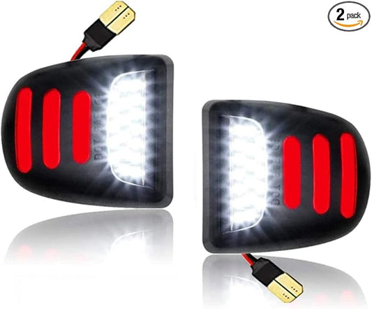 Bestview LED License Plate Light Tag Lamp Assembly - Tag Lights Led with Red OLED Neon Tube - Compatible with Chevy Silverado Suburban Tahoe GMC Sierra 1500 2500 3500 HD Escalade EXT, 2 Pieces