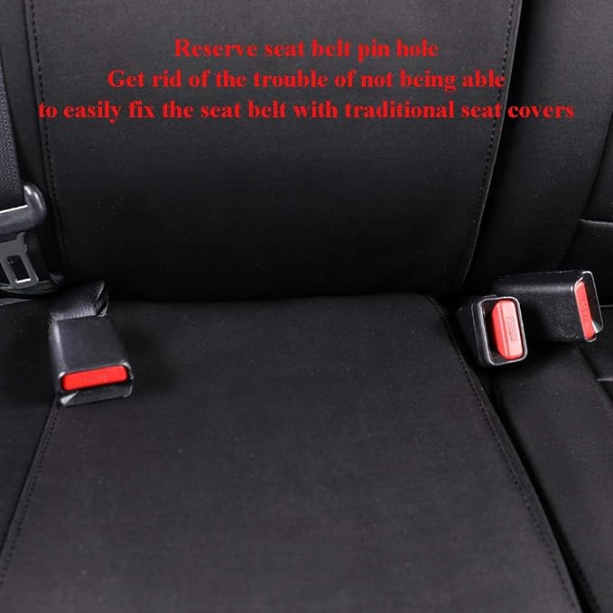 EKR Silverado Seat Covers Custom Fit for (Crew Cab) 2019-2026 Chevrolet Silverado 1500/1500 Limited/HD 2500/3500, Rear Row W/No Armrest,Neoprene (Black)