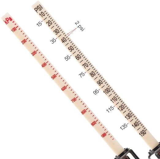 CZC AUTO Tire Pressure Gauge, Straight-on Foot Dual Head Chucks Auto Service Gage, Heavy Duty Air Gauge 10-150PSI 100-1000KPa for Car Truck RV Van (1 Pack, Silver)