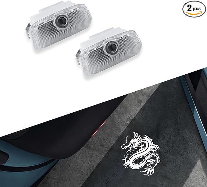 LED Door Projector Lights Fit for Infiniti Q50 Q60 Q70 QX50 QX60 QX70 QX80 G25 G37 EX FX M Series, HD Glass Lens Welcome Courtesy Puddle Lamps, Fade-Resistant Plug and Play (Dragon Pattern, 2pcs)