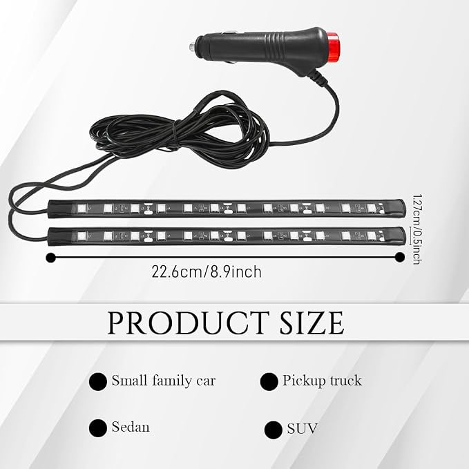 Car LED Strip Light, Car Interior Lights, 12V 24 LED Auto Under Dash Atmosphere Lights with USB Port, Auto Atmosphere Under Dash Lighting Kit for Vehicles (Red, Cigarette Lighter)