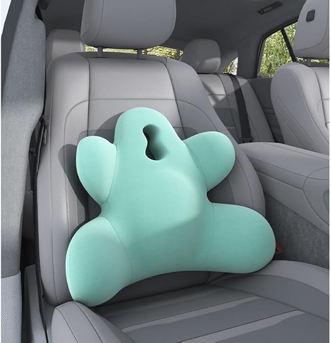 Lumbar Support Pillow for Office Chair, Back Pillow Lumbar Support for Car, Chair, Sofa - Improve Lower Back Pain Relief & Sitting Posture, Memory Foam Back Cushion for Long Sitting (B-Green)