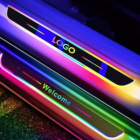 2 Pcs Led Door Sills for Car Magnetic, Custom Logo or Text, Auto-Sensing Welcome Lights, Applicable 99% of Models, 7 Colors, 28 Dynamic Modes, Led Car Door Lights No Installation Required