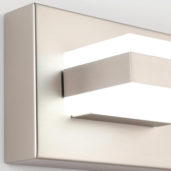 SOLFART Bathroom Vanity Lights Over Mirror Brushed Nickel Bathroom Light Fixture 3 Light Led Lights for Bathrooms Vanity Lights for Bath Nickel ETL Listed