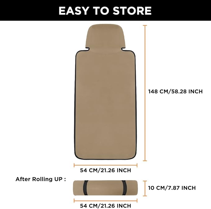 Waterproof Seat Cover, 2pcs Upgraded Sweat Carseat Protector, Perfect for Universal Anti-Slip Car Truck SUV Seat, Ideal for Surfing Yoga Gym Workout, Khaki