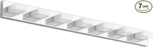 Ralbay 46" Modern LED Chrome Vanity Lights 7 Lights Acrylic Stainless Steel LED Vanity Light Fixtures Chrome Bathroom Lighting Over Mirror