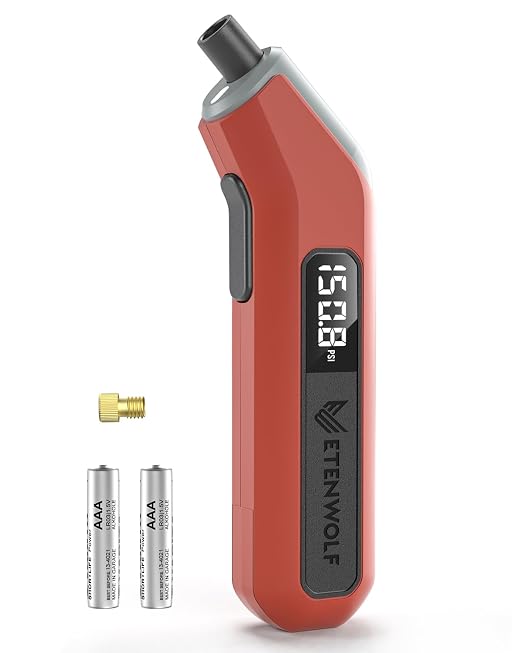 ETENWOLF T300 Plus Tire Pressure Gauge 200 PSI, Digital Tire Gauge with Bright LED Display, Tire Gauges for Tire Pressure with Presta Valve Adaptor (Vivid Orange)