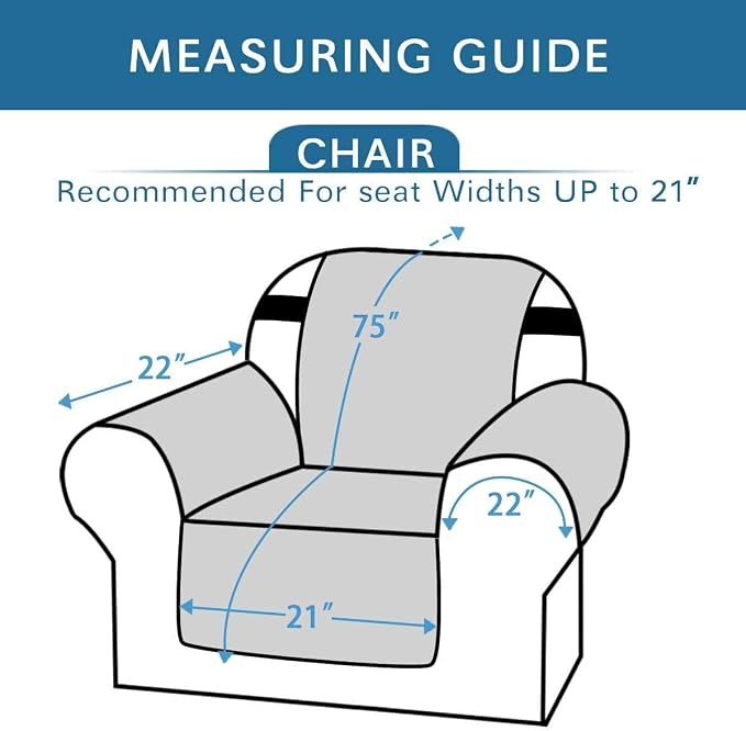 H.VERSAILTEX Chair Slipcover Reversible Chair Cover Water Resistant Washable Chair Cover Non-Slip Fabric Furniture Protector with Elastic Strap for Pets(Armchair, Pale Oak)