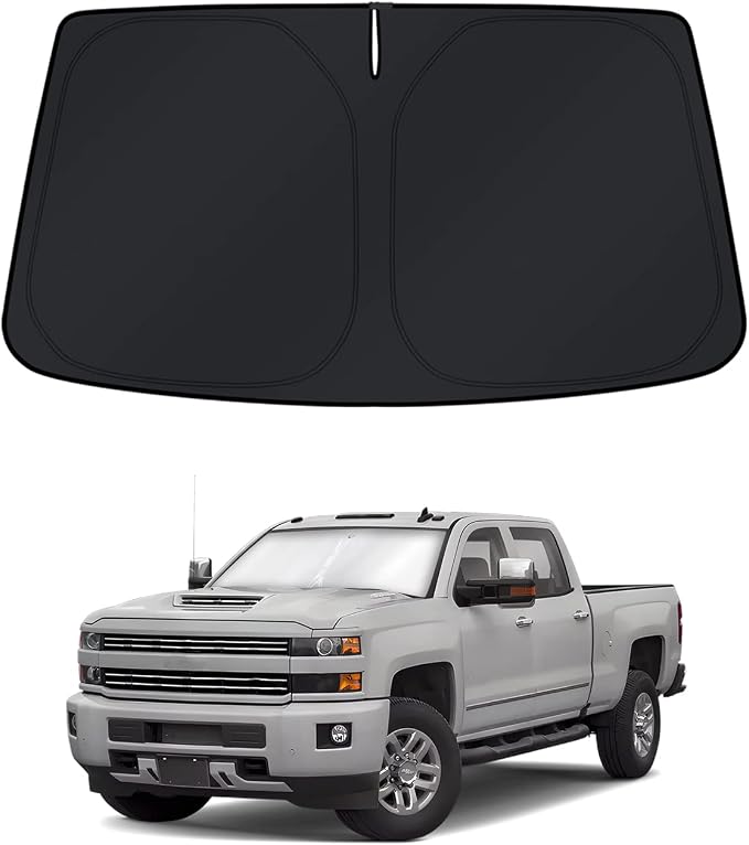 KUST Windshield Sun Shade for 2015–2019 Chevy Silverado 2500 3500 Window Accessories Shade Sun Cover Foldable Block UV Rays Keep Car Cooler