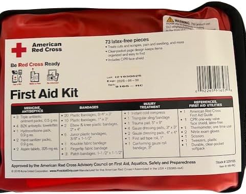 American Red Cross Officially Licensed Product, First Aid Kit, 73 Piece Emergency Medical Supplies to Treat Minor Injuries