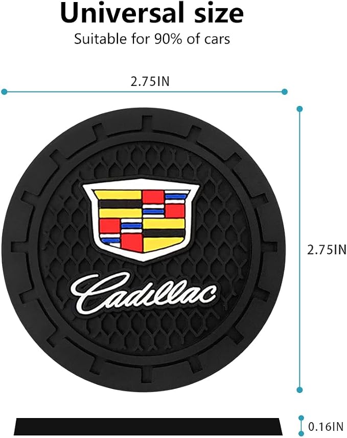 Car Cup Holder Coaster for Cadillac Series Recessed Silicone Cupholder Coaster Interior Accessories 2.75in 2Pieces Black