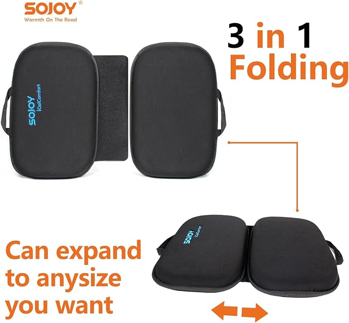 Sojoy iGelComfort 3 in 1 Foldable Gel Seat Cushion Featured with Memory Foam (A Must-Have Travel Cushion! Smart, Easy Travel Cushion) (Size: 18.5“ x 15" x 2")