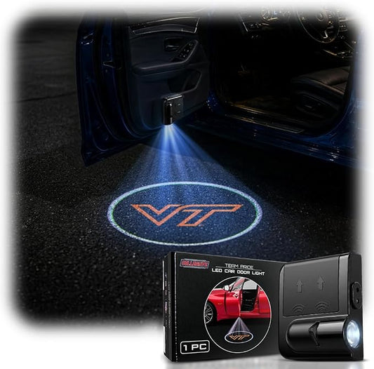 Sporticulture American Football Virginia (VT) Car Door Lights Logo Shadow Display - Officially Licensed NCAA Car Accessories - Show Your Team Pride - Battery Powered, Universal Fit