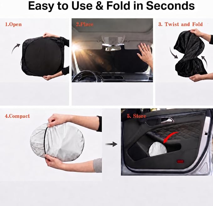 Car Windshield Sun Shade, Universal Fit Compact Sedan SUV, Watercolor Bow | 59 x 27.5" Car Sun Visor, Foldable Front Window Sunshade, UV Heat Protection, Girly Bow Series